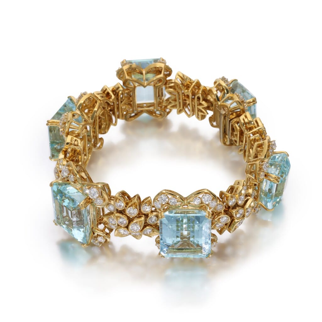 Gold, Aquamarine and Diamond Bracelet