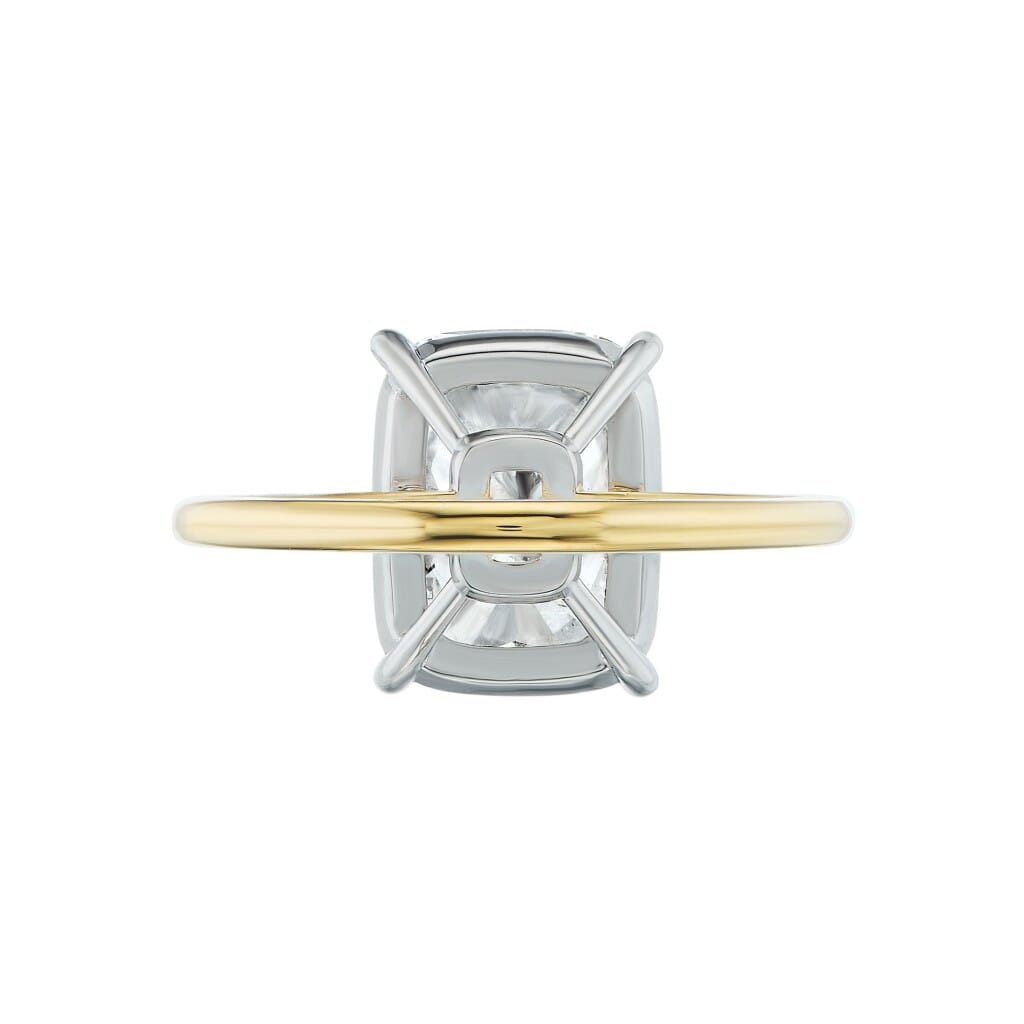 Platinum, Gold and 4.02ct Cushion Shape Diamond Solitaire Engagement Ring