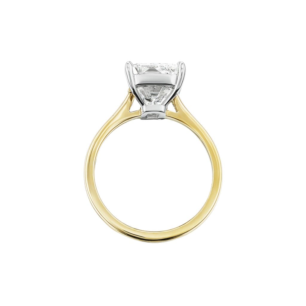 Platinum, Gold and 4.02ct Cushion Shape Diamond Solitaire Engagement Ring