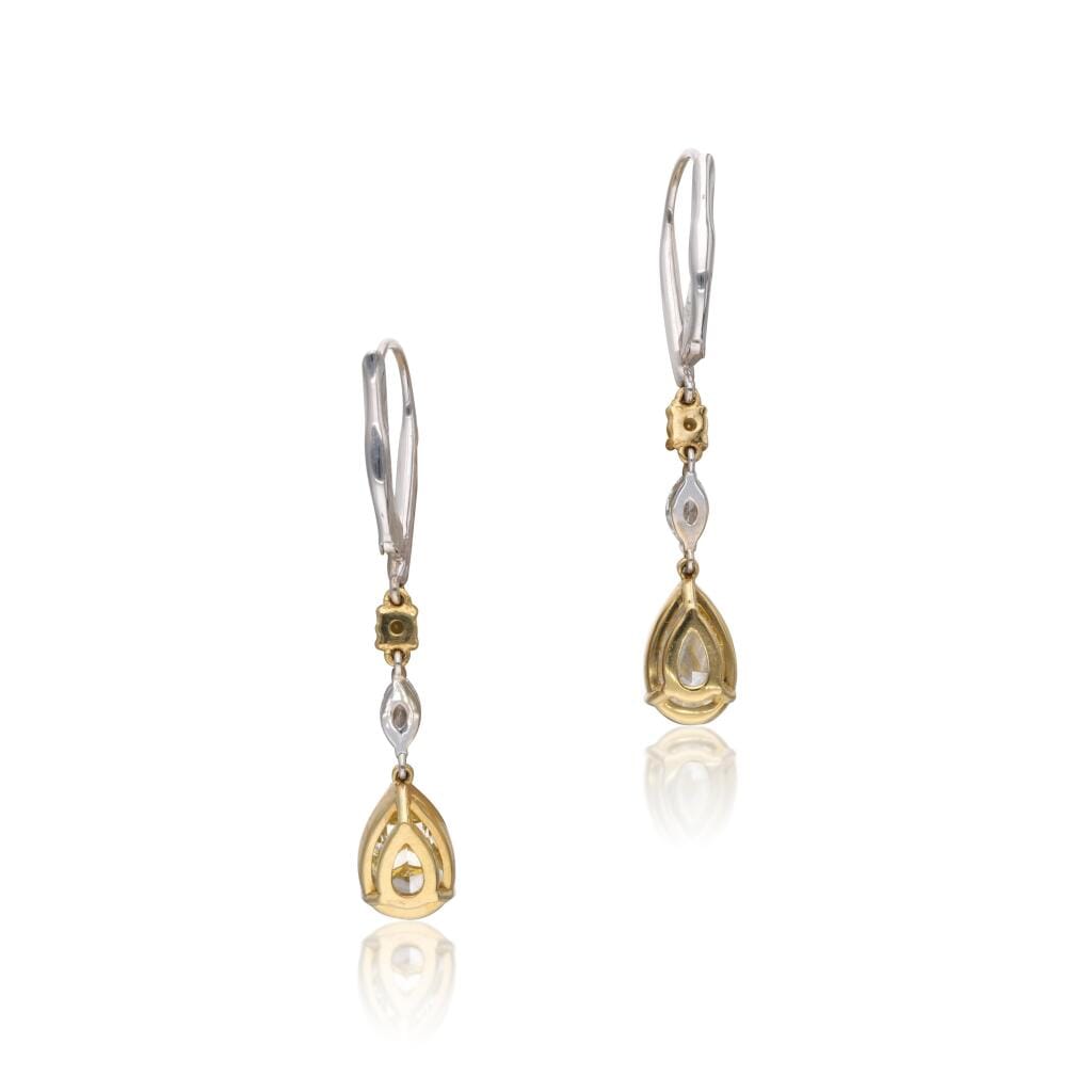 White Gold, Gold, 2.94ct Fancy Yellow Diamond and Diamond Drop Earrings