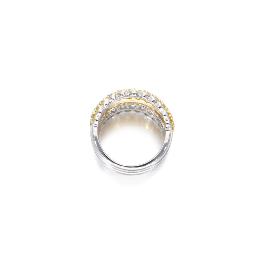 Platinum, Gold, Yellow Diamond and Diamond Band Ring