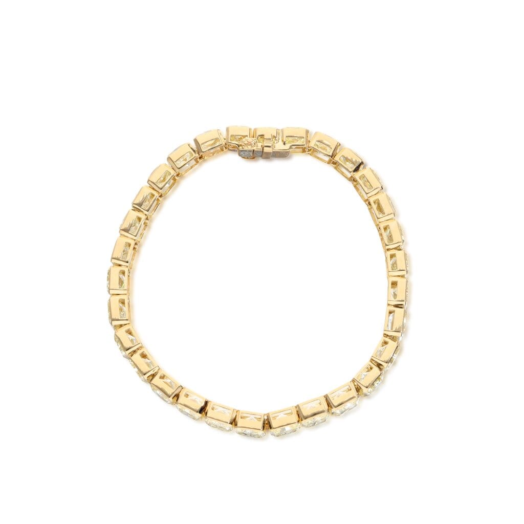 Gold and 43.35ctw Radiant Cut Yellow Diamond Tennis Bracelet
