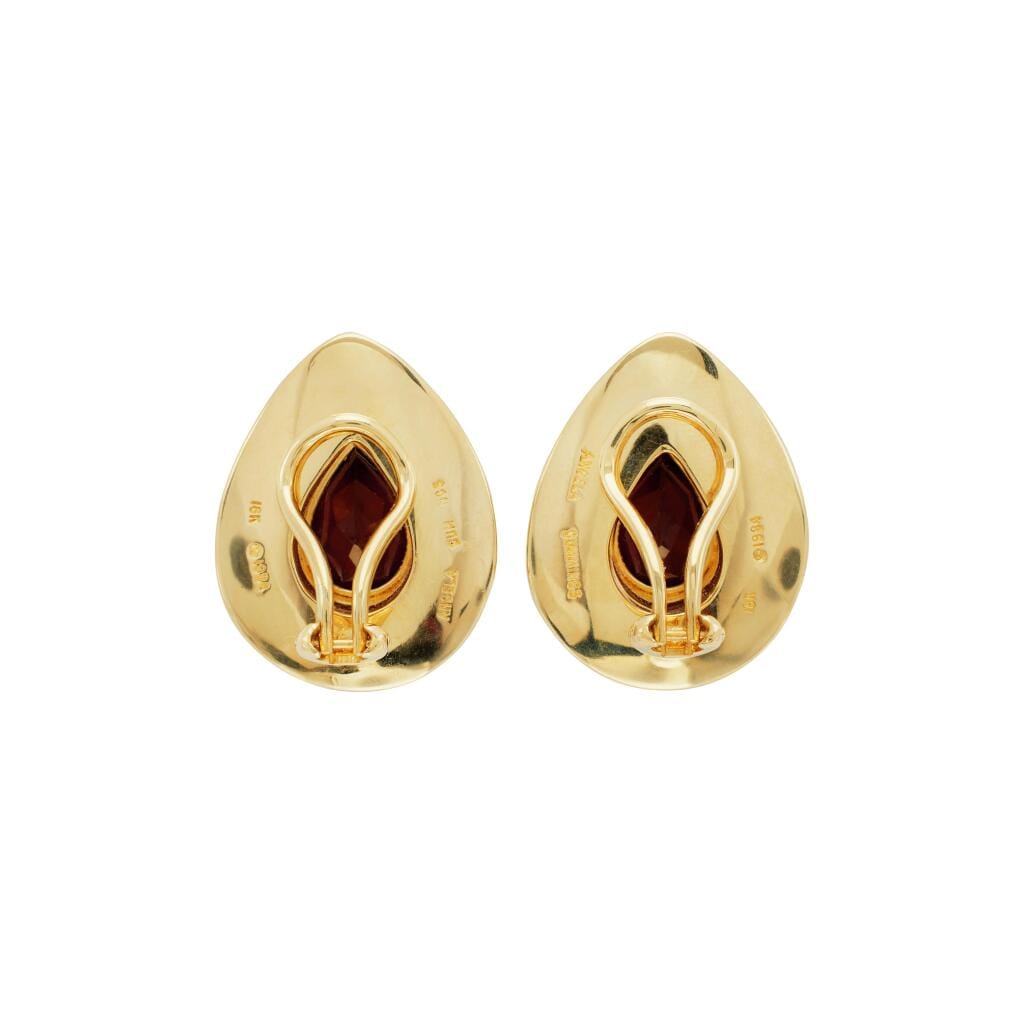 Vintage Gold, Garnet and Black Jade Earclips