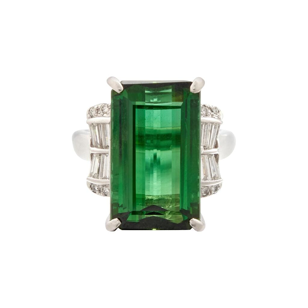 Platinum, 11.72ct Tourmaline and Diamond Ring