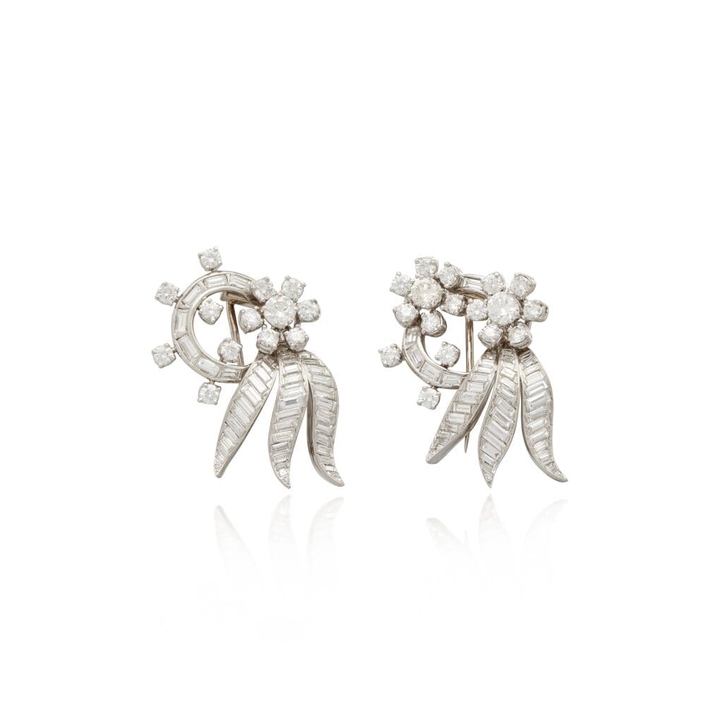 Platinum and Diamond Clip Brooches