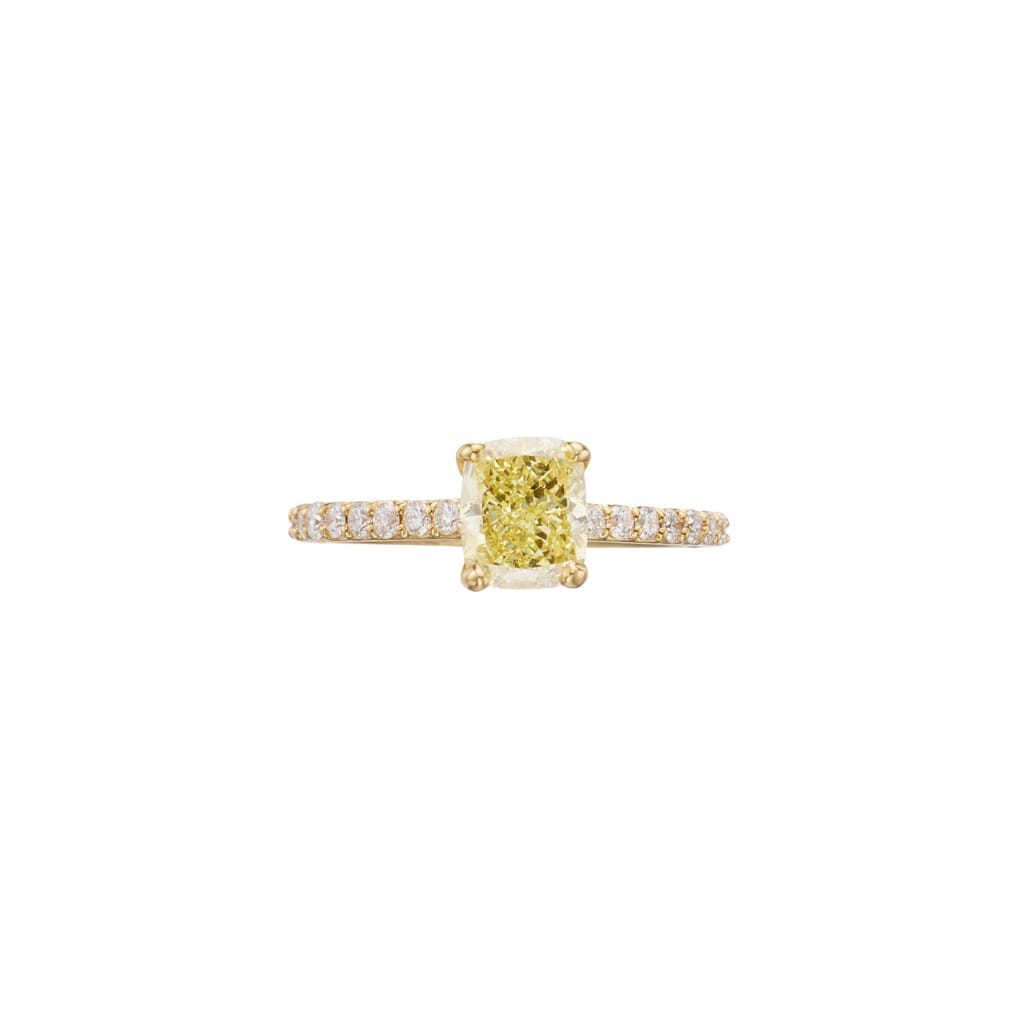 Gold, 1.42ct Fancy Intense Yellow Diamond and Diamond Ring
