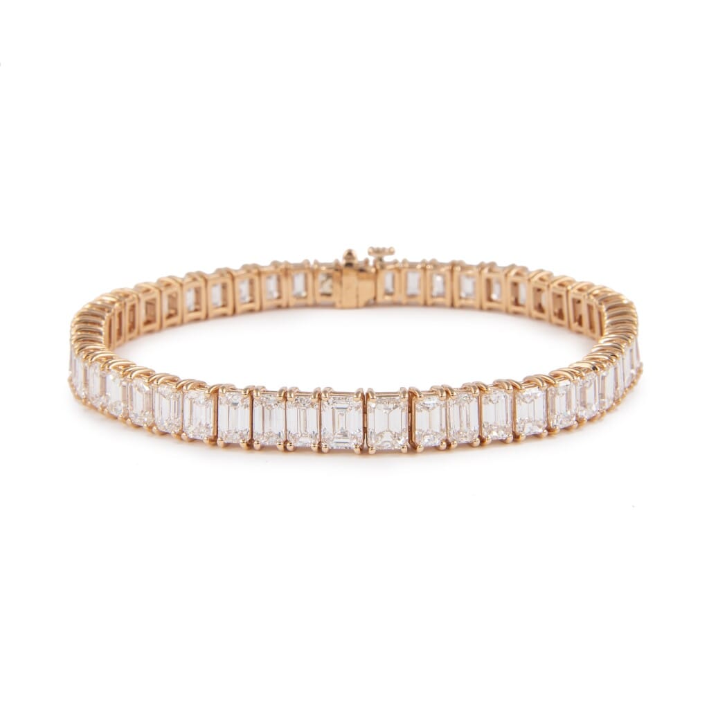 Rose Gold and 17.30ctw Emerald Cut Diamond Tennis Bracelet