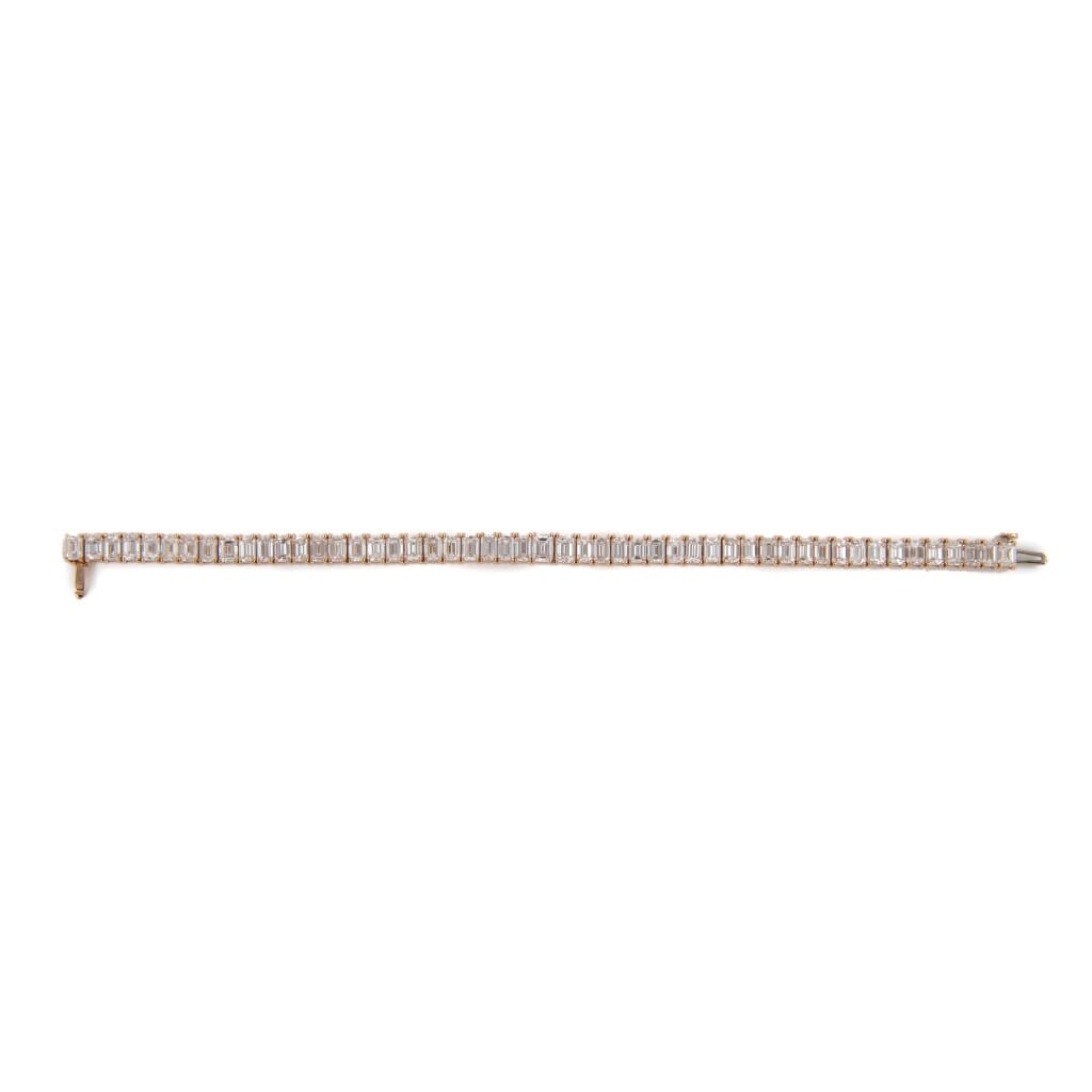 Rose Gold and 17.30ctw Emerald Cut Diamond Tennis Bracelet