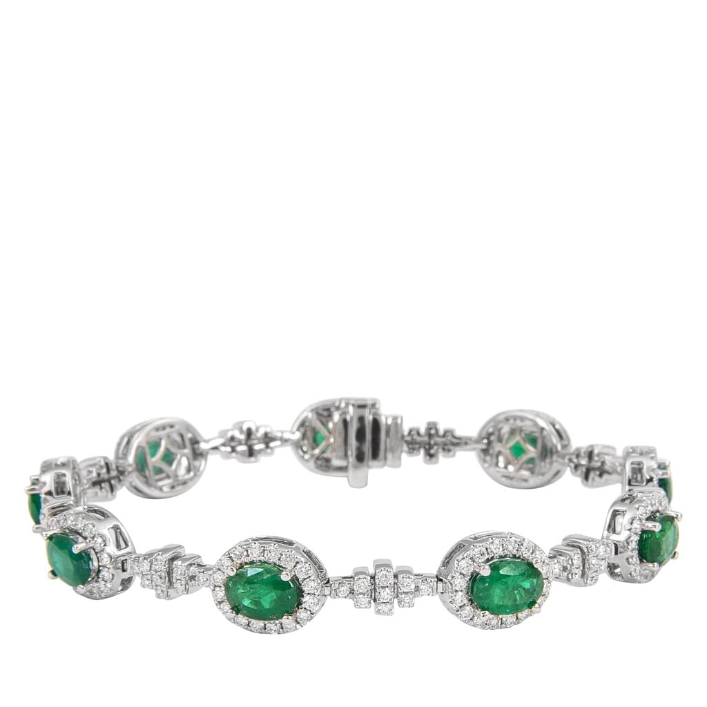 White Gold, Emerald and Diamond Bracelet