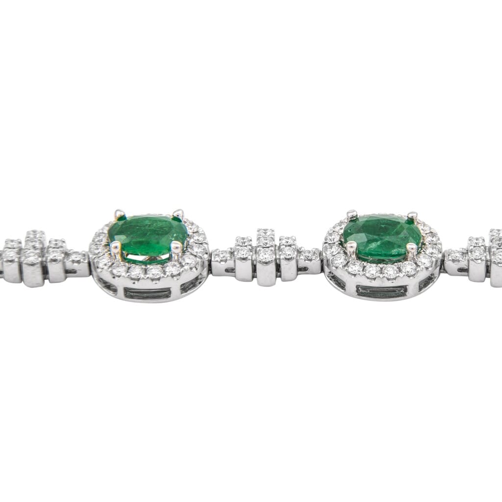 White Gold, Emerald and Diamond Bracelet