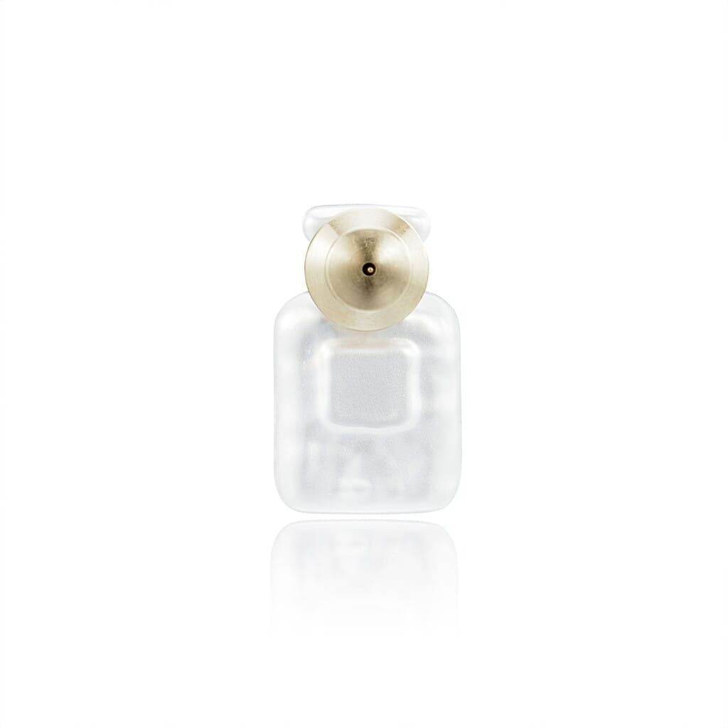 Pearl White Resin, Crystal CC and Star and Gold Metal Perfume Bottle Brooch