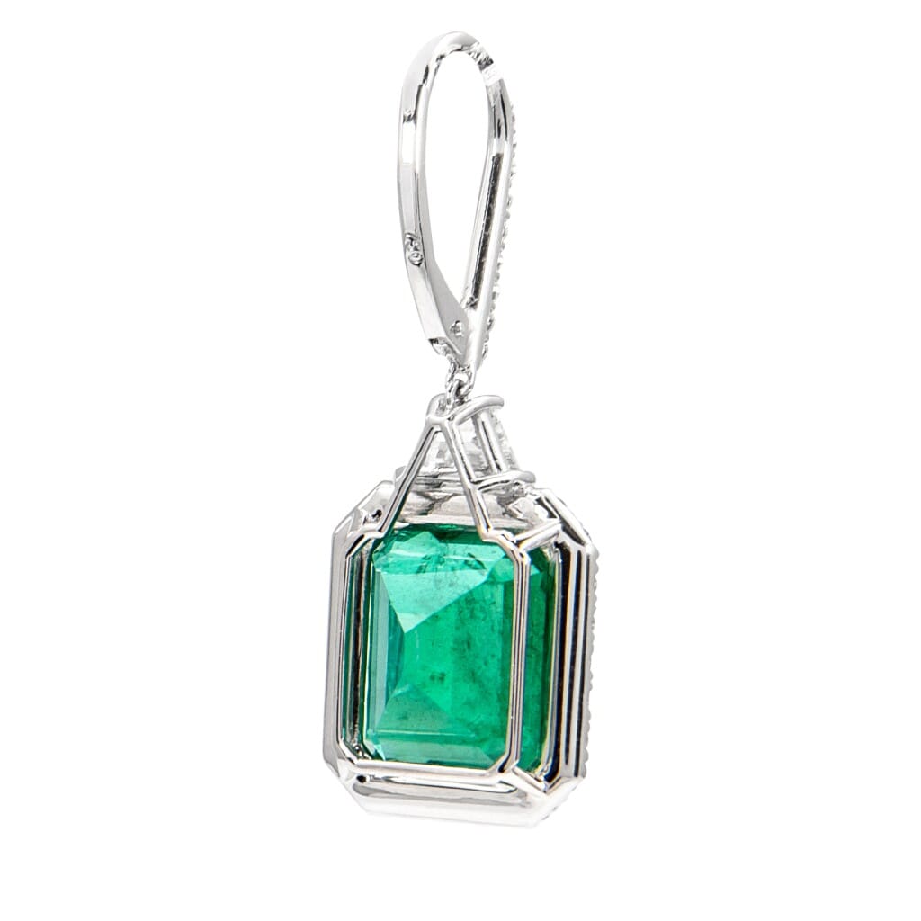 White Gold, 13.08ct Emerald and Diamond Drop Earrings