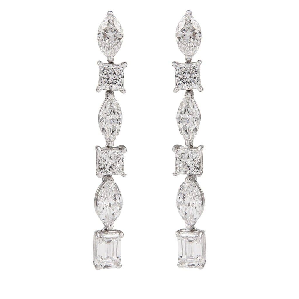 White Gold and 6.50ct Diamond Drop Earrings