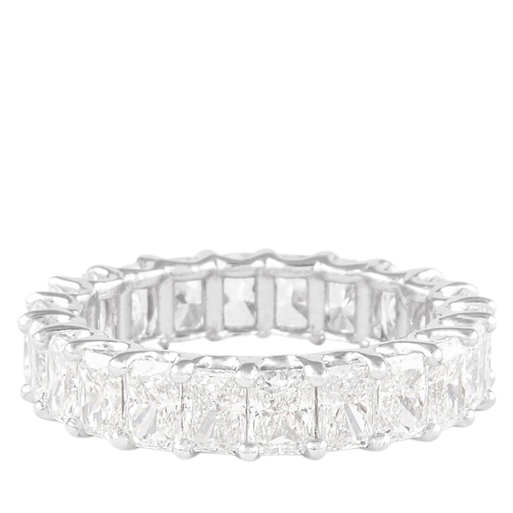 White Gold and 4.55ctw Radiant Cut Diamond Eternity Band Ring