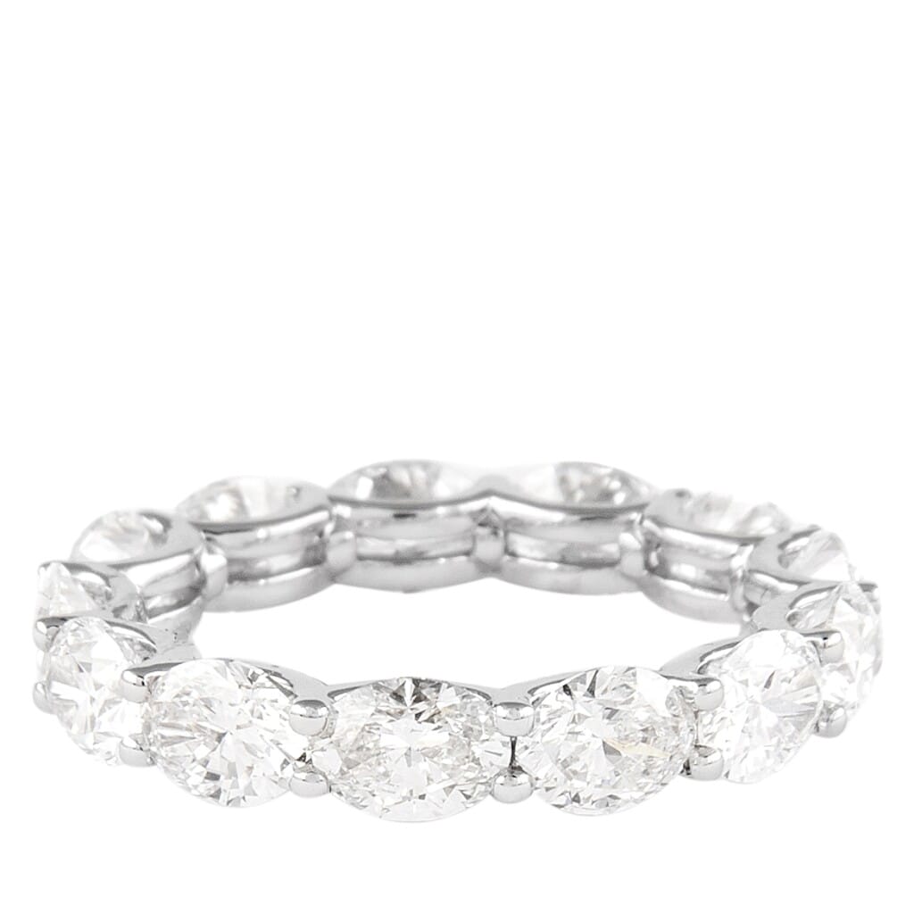 White Gold and 5.35ctw Oval Cut Diamond Eternity Band Ring