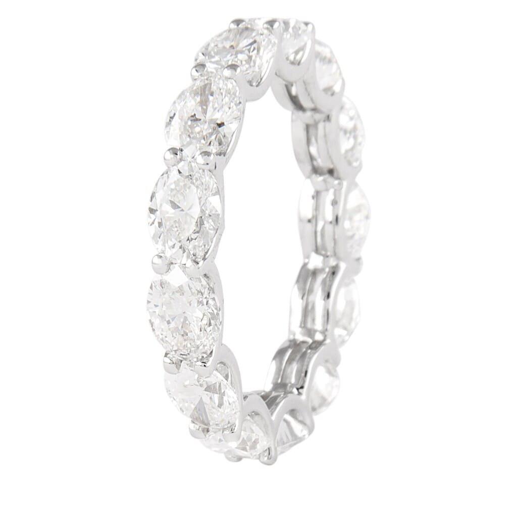 White Gold and 5.35ctw Oval Cut Diamond Eternity Band Ring