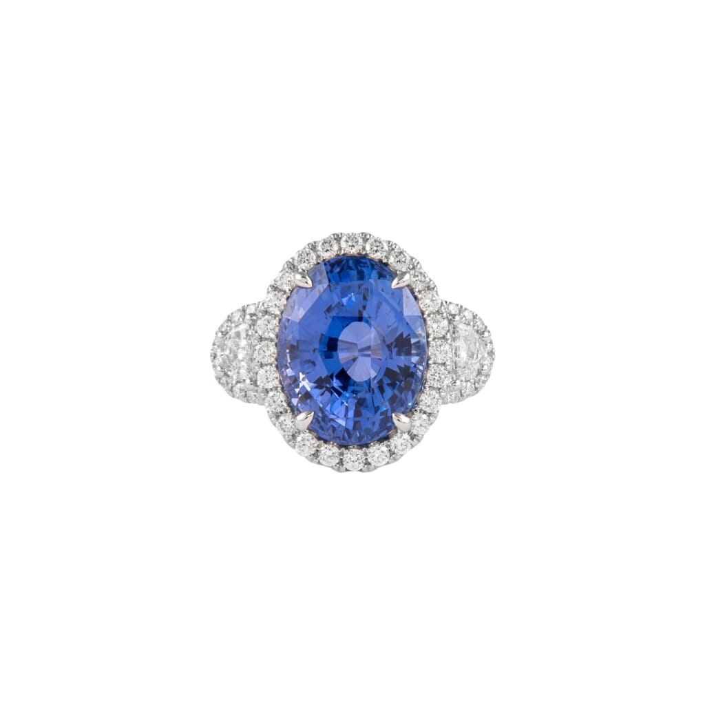White Gold, 12.05ct Ceylon Sapphire and Diamond Ring