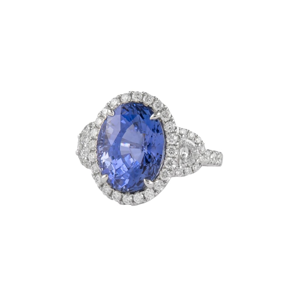 White Gold, 12.05ct Ceylon Sapphire and Diamond Ring