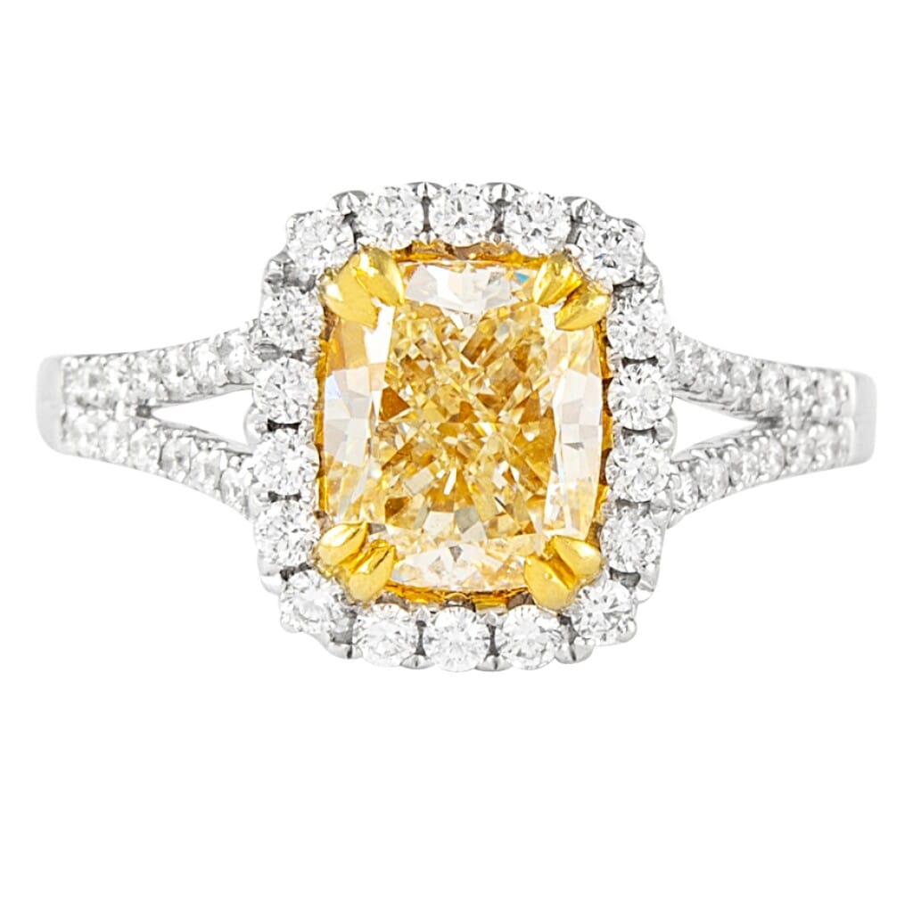 Gold, 2.01ct Fancy Intense Yellow Diamond and Diamond Ring