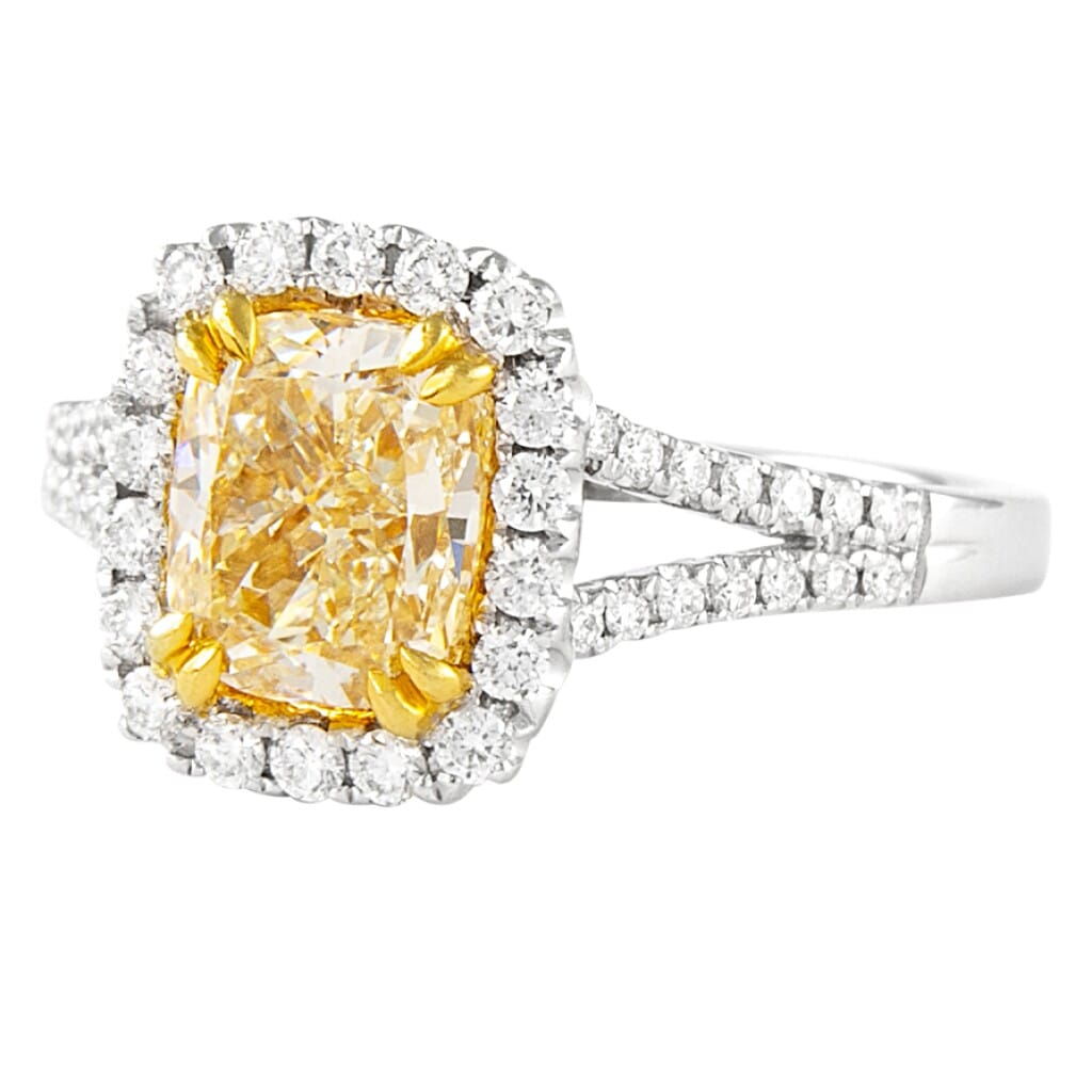 Gold, 2.01ct Fancy Intense Yellow Diamond and Diamond Ring