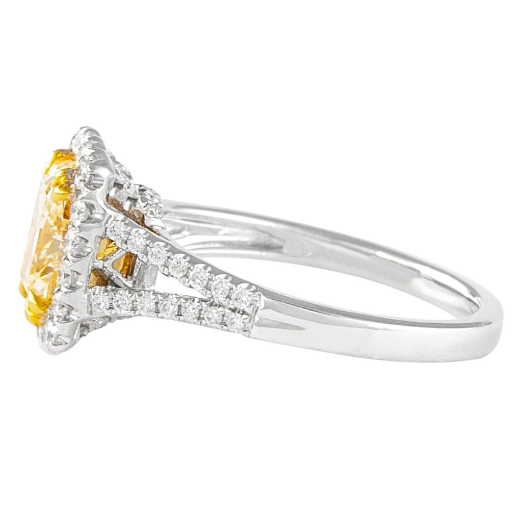 Gold, 2.01ct Fancy Intense Yellow Diamond and Diamond Ring