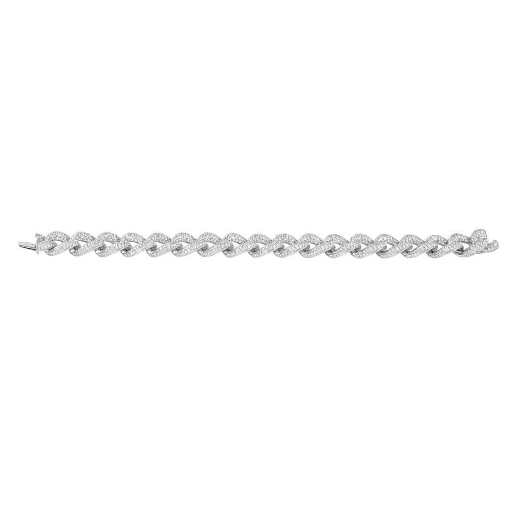 White Gold and 12.25ct Diamond Cuban Link Bracelet