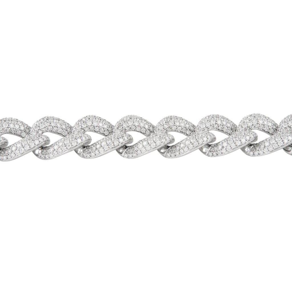 White Gold and 12.25ct Diamond Cuban Link Bracelet