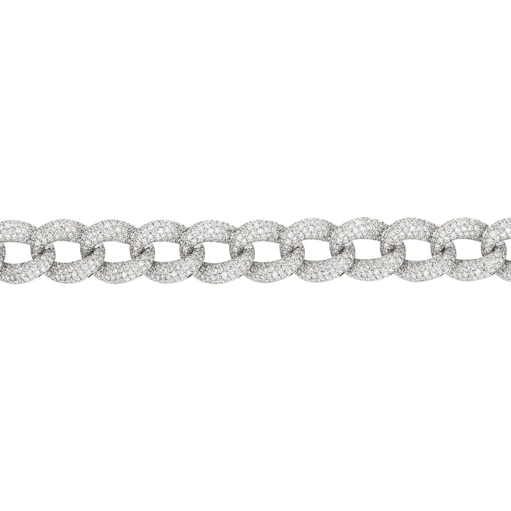 White Gold and 12.25ct Diamond Cuban Link Bracelet