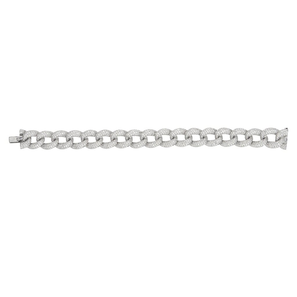 White Gold and 12.25ct Diamond Cuban Link Bracelet