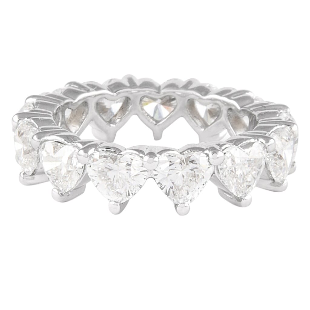 Platinum and 4.15ctw Heart Shape Diamond Eternity Band Ring