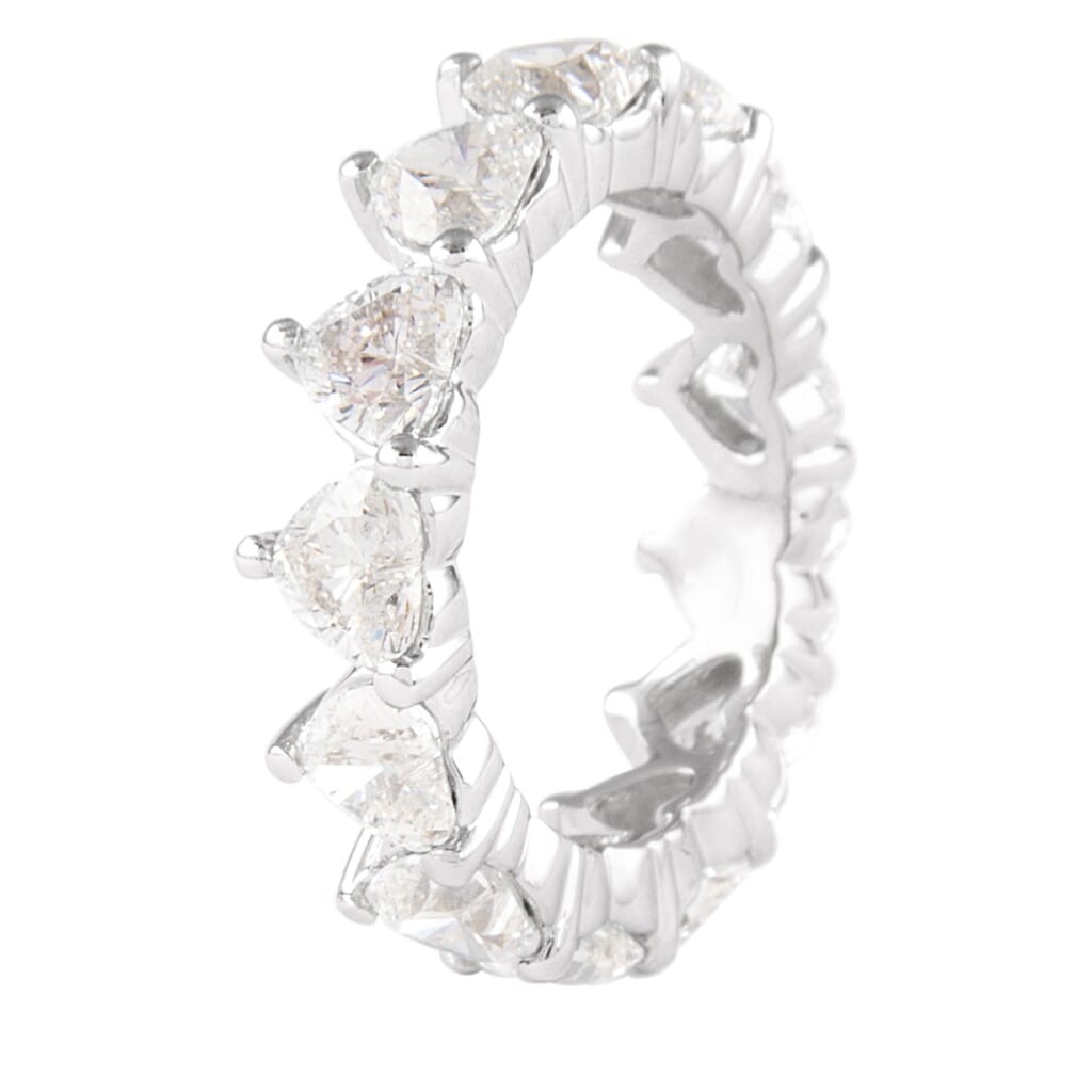 Platinum and 4.15ctw Heart Shape Diamond Eternity Band Ring