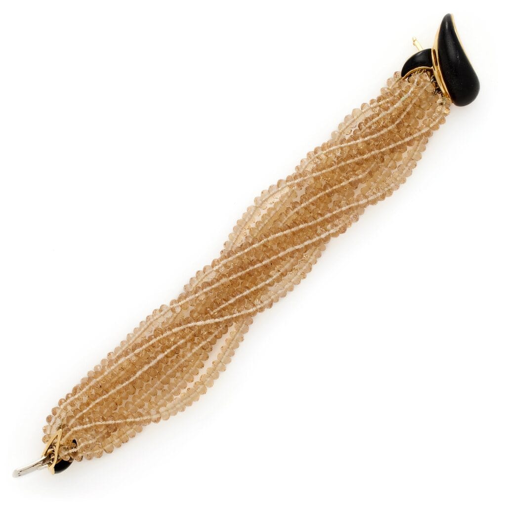 Gold, Coral and Smoky Quartz Bracelet