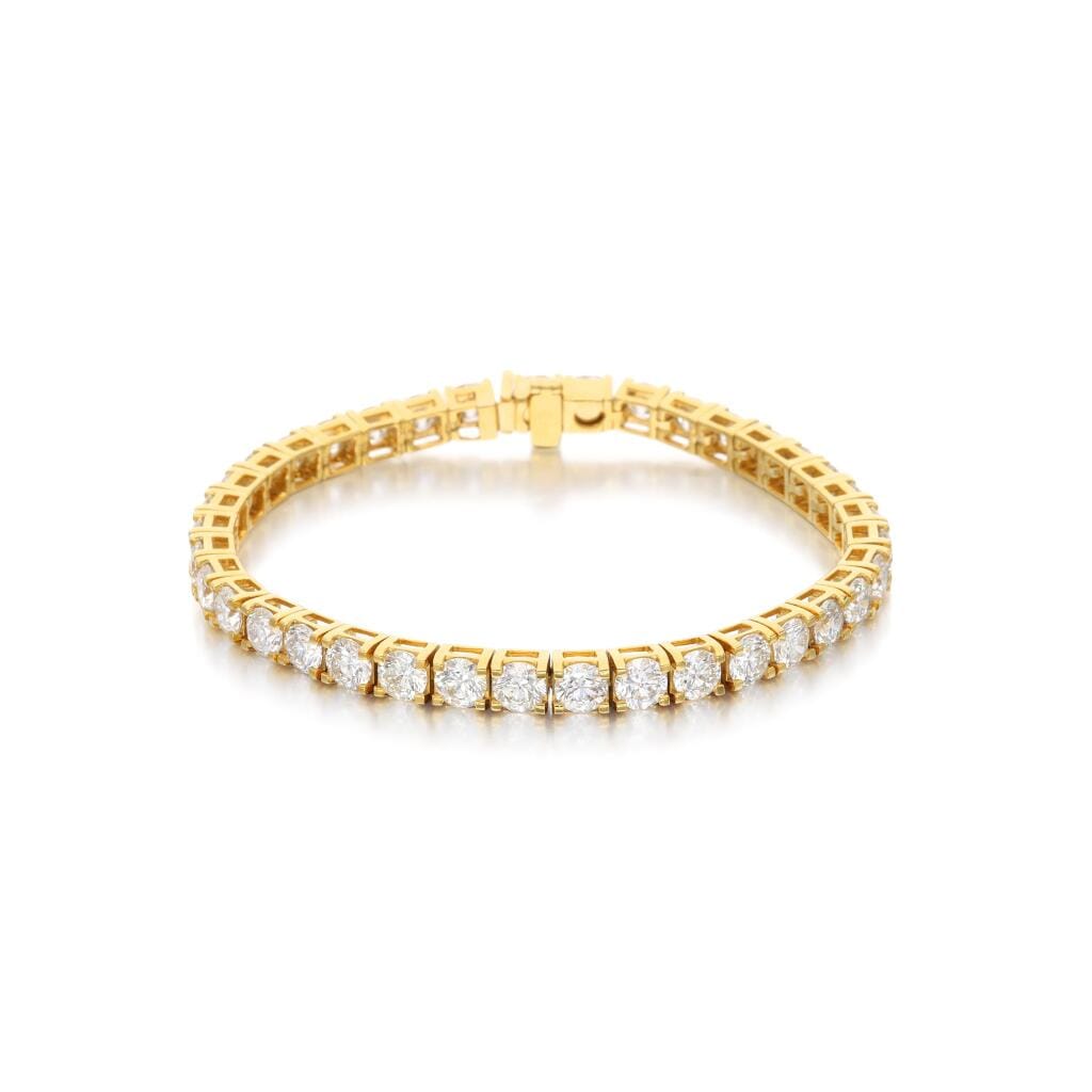 Gold and 11.90ctw Round Brilliant Cut Diamond Tennis Bracelet