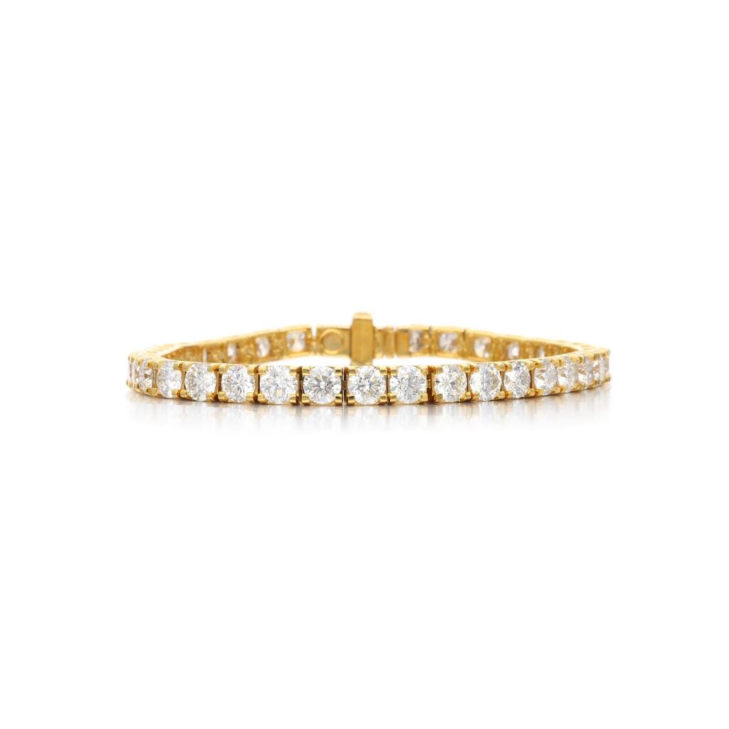 Gold and 11.90ctw Round Brilliant Cut Diamond Tennis Bracelet
