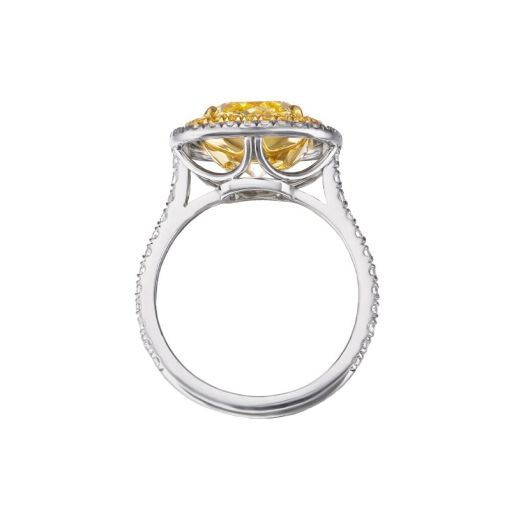 Platinum, Gold, 4.32ct Fancy Yellow Diamond and Diamond Engagement Ring