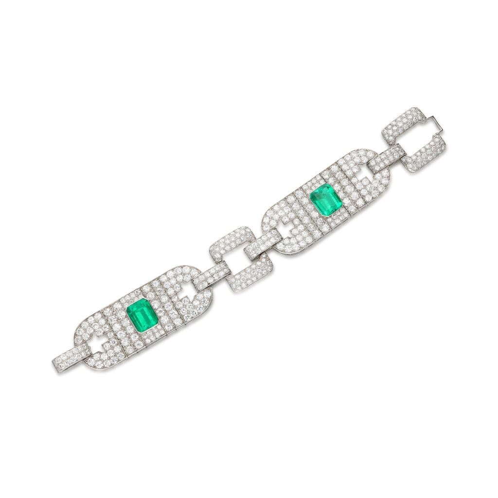 Platinum, Colombian Emerald and Diamond Bracelet