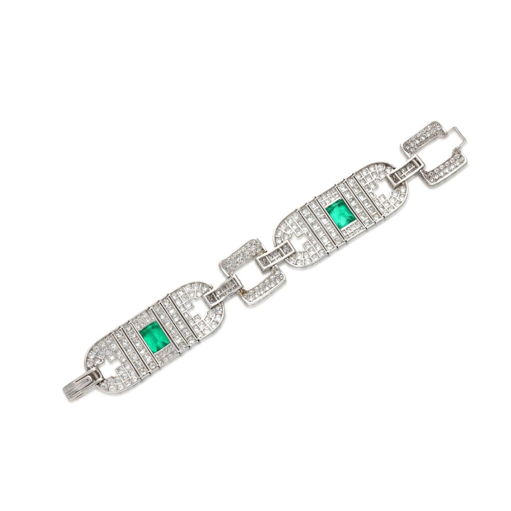 Platinum, Colombian Emerald and Diamond Bracelet