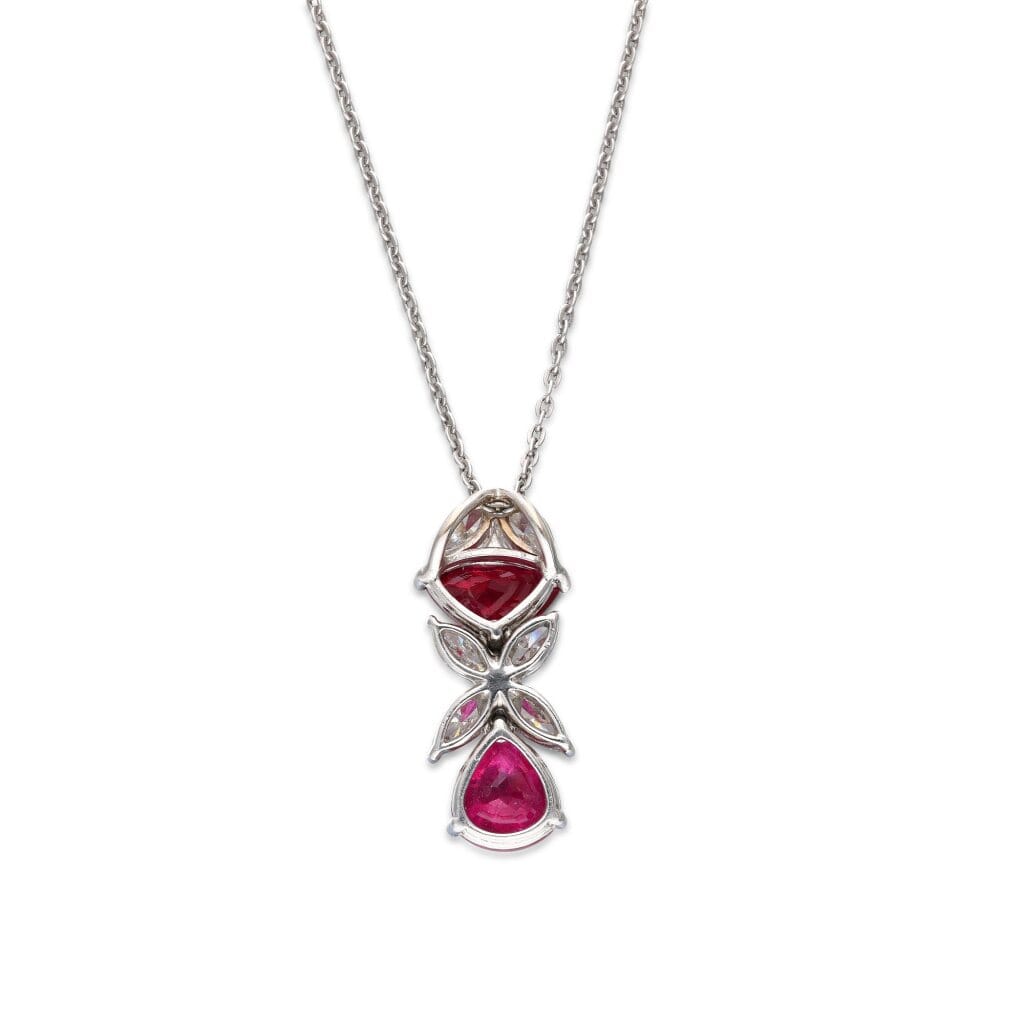 Platinum, Burmese Ruby and Diamond Pendant Necklace