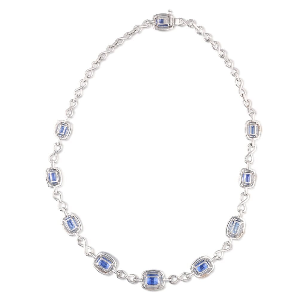 Platinum, Ceylon Sapphire and Diamond Necklace