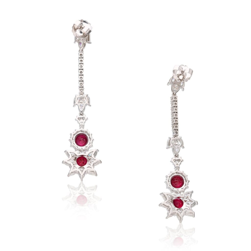 White Gold, 7.50ct Burmese Ruby and Diamond Drop Earrings