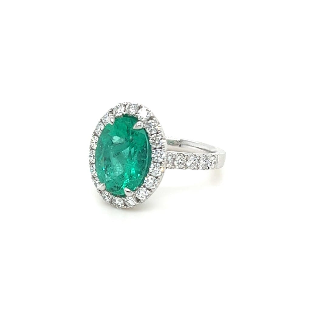 White Gold, 3.68ct Colombian Emerald and Diamond Ring