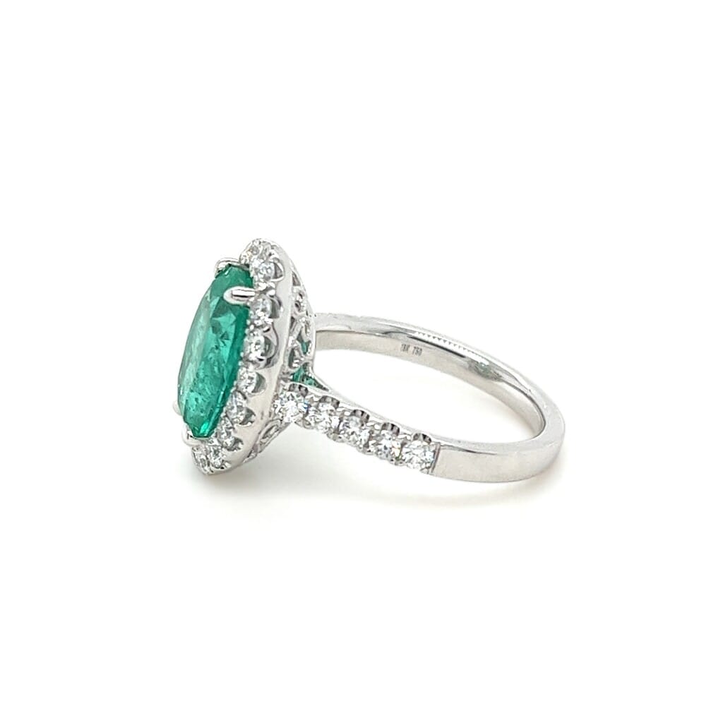 White Gold, 3.68ct Colombian Emerald and Diamond Ring