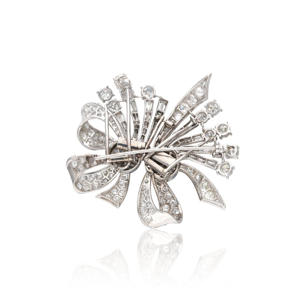 Platinum and Diamond Art Deco Convertible Double Clip Brooch