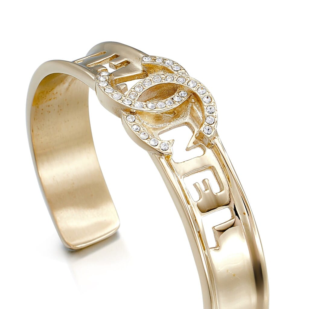 Pale Gold Metal and Crystal CC Bangle