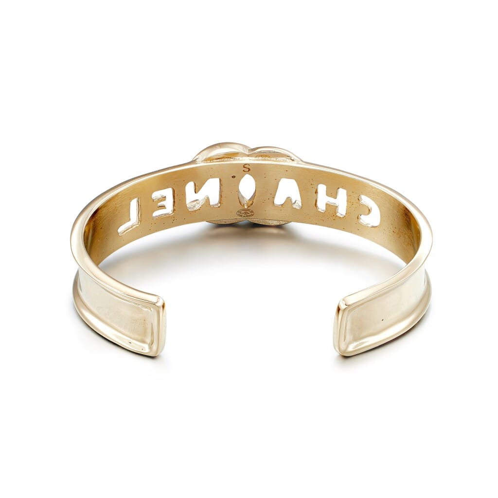 Pale Gold Metal and Crystal CC Bangle