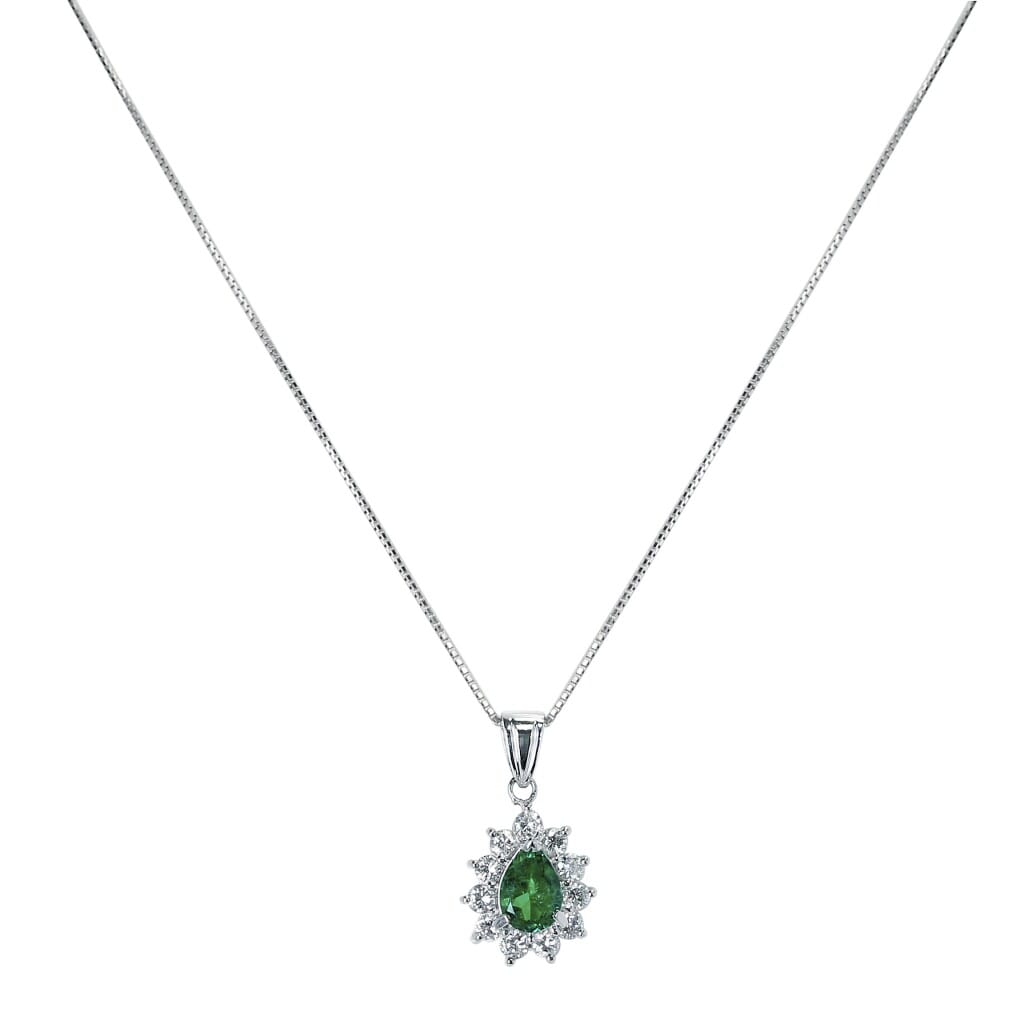 Platinum, Emerald and Diamond Pendant Necklace