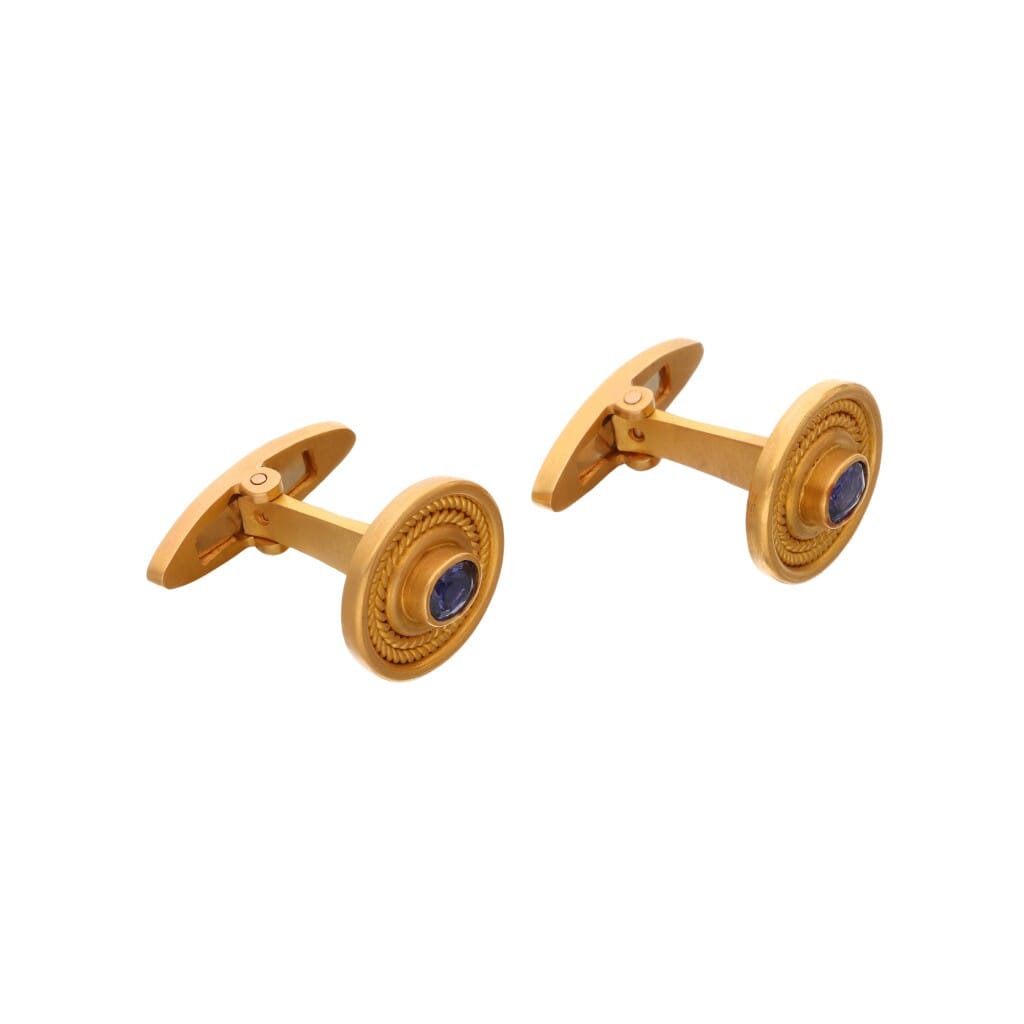 Gold and Purple Sapphire Cufflinks
