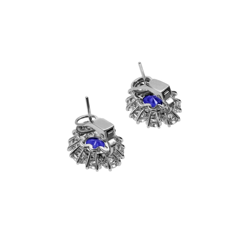 Platinum, White Gold, 6.53ct Ceylon Sapphire and Diamond Earclips