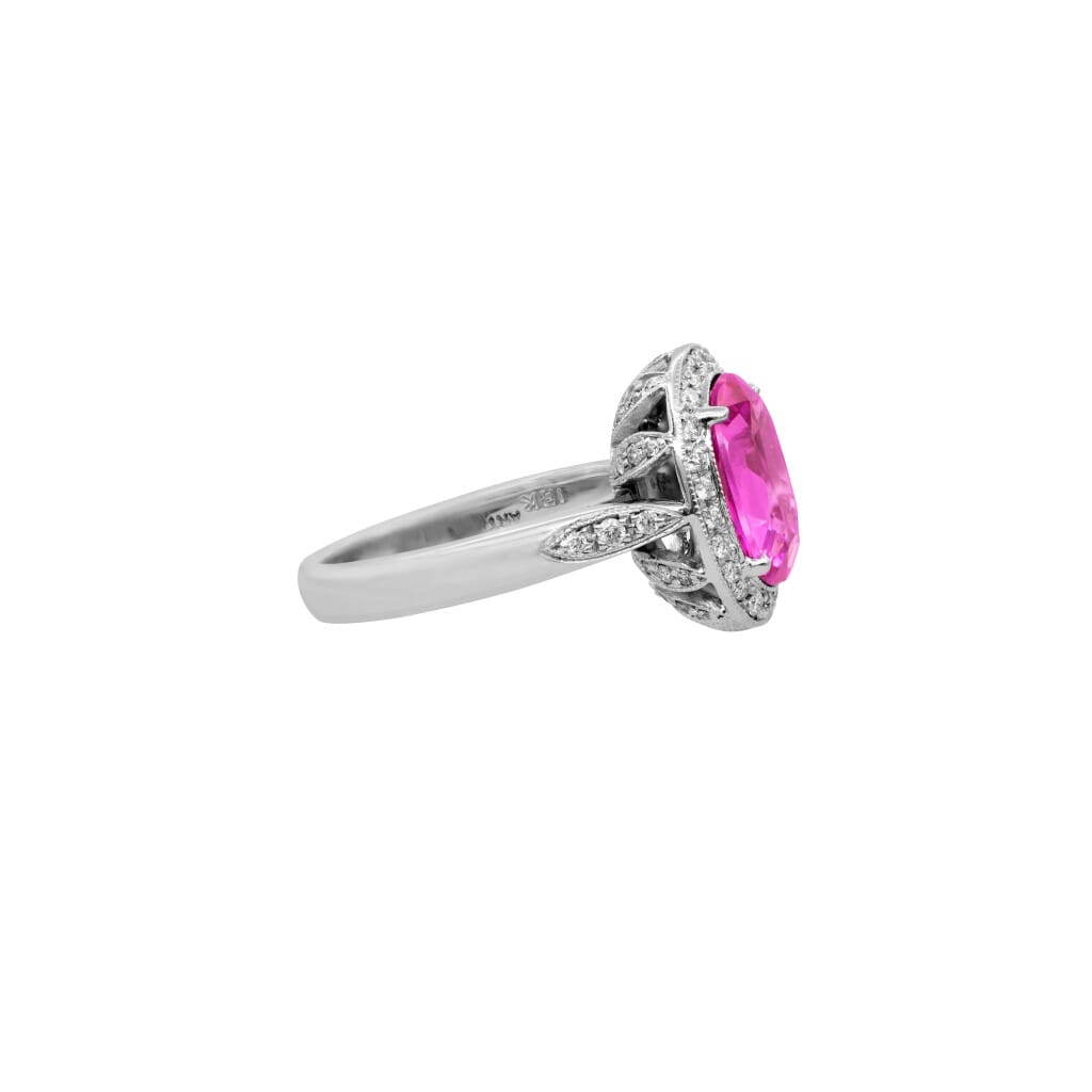 White Gold, 3.20ct Pink Sapphire and Diamond Ring