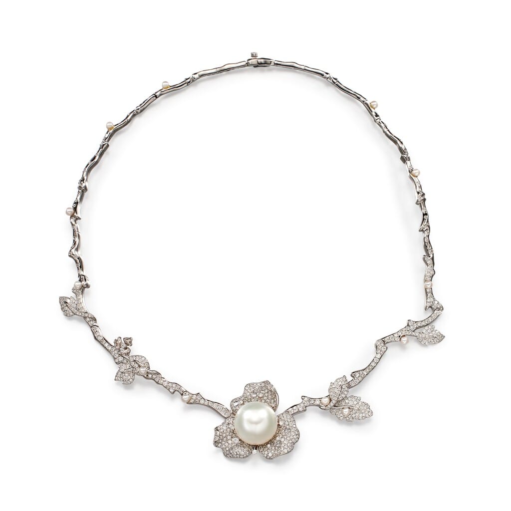 White Gold, South Sea Pearl and Diamond Collar Necklace
